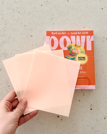 Skalbimo lapeliai POWR, spalvotiems skalbiniams, 40 lapelių, visų tipų audiniams, be mikroplastiko
