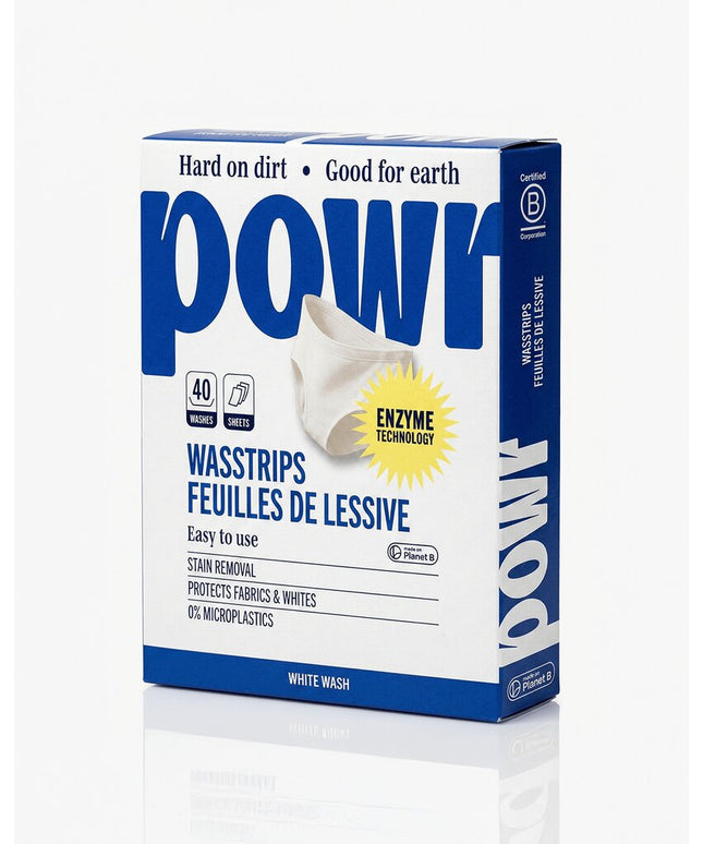 Skalbimo lapeliai POWR, baltiems skalbiniams, 40 lapelių, visų tipų audiniams, be mikroplastiko