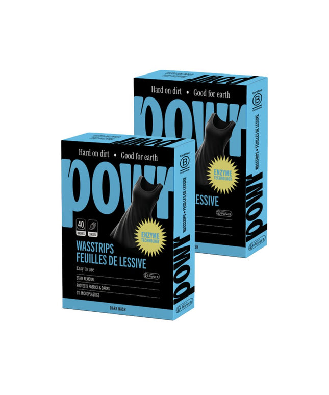 Skalbimo lapeliai POWR x2 vnt, juodiems ir tamsiems skalbiniams, 80 lapelių, visų tipų audiniams, be mikroplastiko