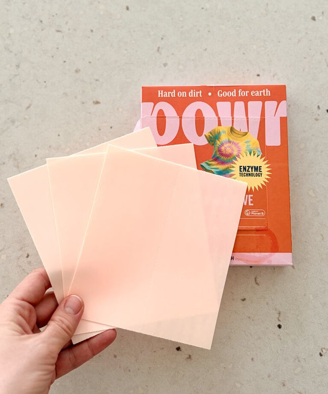 Skalbimo lapeliai POWR x3 vnt, spalvotiems skalbiniams, 120 lapelių, visų tipų audiniams, be mikroplastiko