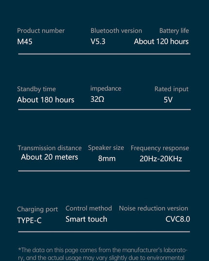 Belaidės TWS M45 "Bluetooth" ausinės