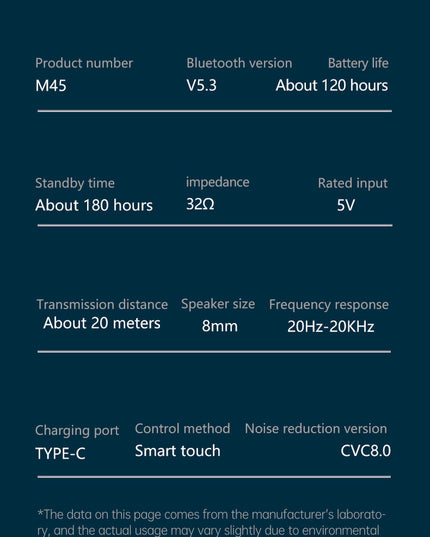 Belaidės TWS M45 "Bluetooth" ausinės