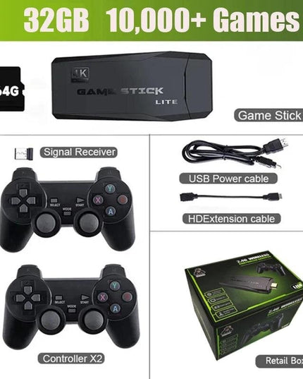 TV žaidimų konsolė 2.4G Game Stick 4K 32GB, su 20000 žaidimų