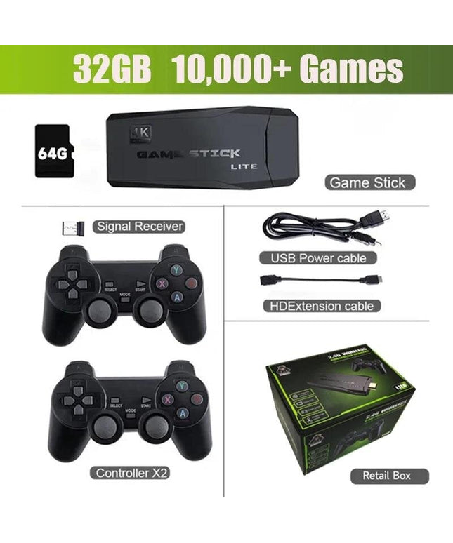 TV žaidimų konsolė 2.4G Game Stick 4K 32GB, su 20000 žaidimų