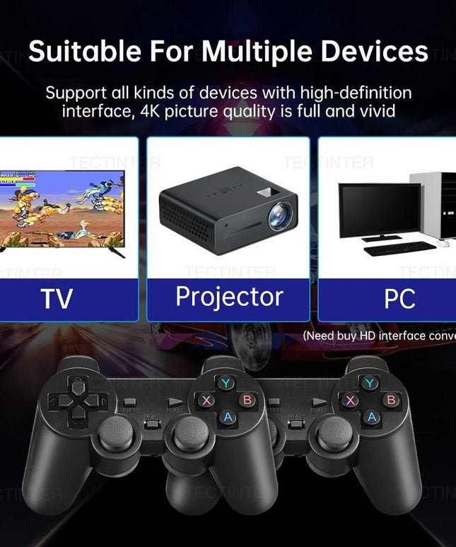 Vaizdo žaidimų konsolė Integruota 20 000 ir daugiau žaidimų retro delninis žaidimų grotuvas 64G 4K TV Game Stick 2.4G belaidis valdiklis Gamepad