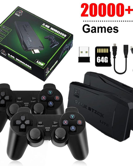 Vaizdo žaidimų konsolė Integruota 20 000 ir daugiau žaidimų retro delninis žaidimų grotuvas 64G 4K TV Game Stick 2.4G belaidis valdiklis Gamepad