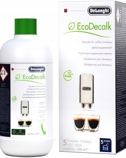 Kavos aparatų vandens filtrai Delonghi, 5 vnt + universali nukalkinimo priemonė Ecodecalk 500 ml