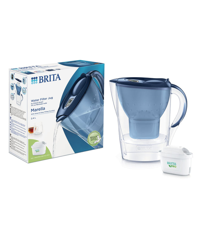 Vandens filtravimo ąsotis Brita Marella Pro, 2.4L, mėlynas, su 1 vnt Maxtra Pro vandens filtru