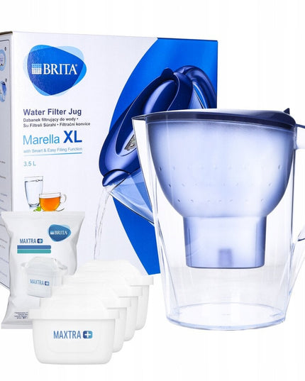 Vandens filtravimo ąsotis Brita Marella XL, 3,5l, mėlyna, su 4 vnt Maxtra vandens filtrais