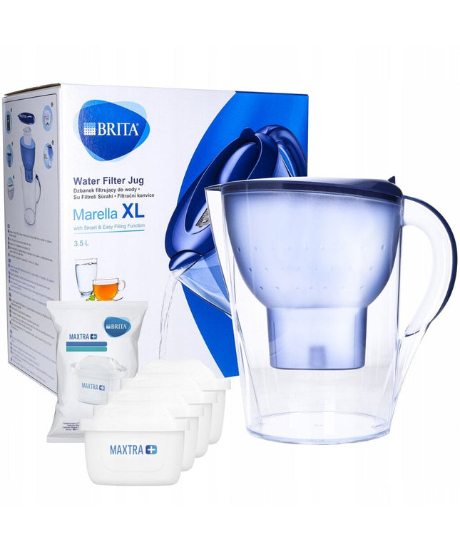 Vandens filtravimo ąsotis Brita Marella XL, 3,5l, mėlyna, su 4 vnt Maxtra vandens filtrais