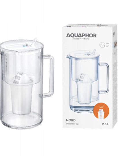 Stiklinis vandens filtro ąsotis Aquaphor Nord A5 H, 2.5l, baltas