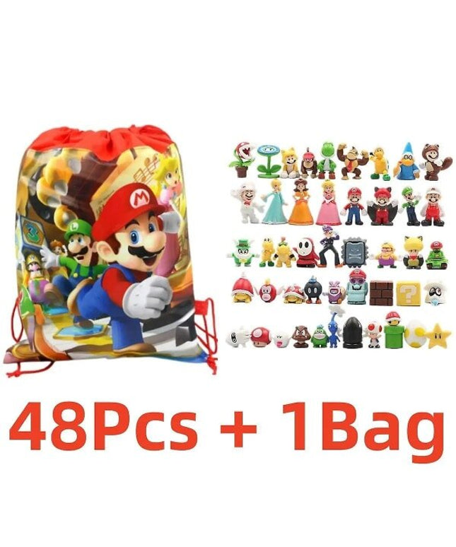 Žaidimo figūrėlės Super Mario Bros, 48 vnt, su maišeliu