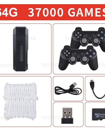 X2 Plus 4K Game Stick GD10 Pro Retro vaizdo žaidimų konsolė 128G Integruoti 41000 3D žaidimai su dviem žaidimų pultu 40+ emuliatoriais, skirtais N64/PSP