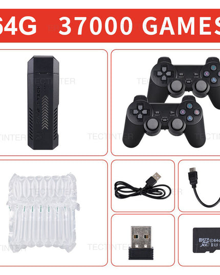 X2 Plus 4K Game Stick HD vaizdo žaidimų konsolė 128G Integruota 41000 3D Games 40+ simuliatoriai, skirti N64/PSP su belaidžiu valdikliu