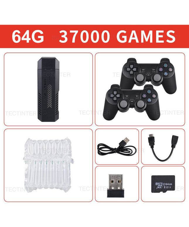 X2 Plus 4K Game Stick HD vaizdo žaidimų konsolė 128G Integruota 41000 3D Games 40+ simuliatoriai, skirti N64/PSP su belaidžiu valdikliu