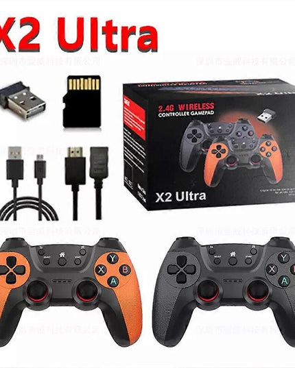 X2 Ultra Video Game Stick konsolė arba TIK 2.4G dvigubas belaidis valdiklis 4K HD30000 žaidimai 64G/128G retro žaidimai Kalėdų dovana 64G