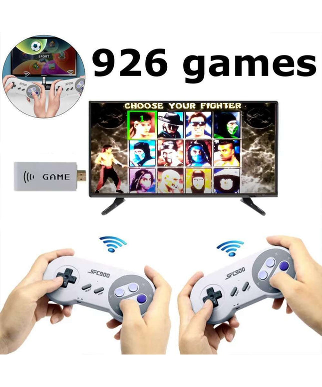 Belaidė retro žaidimų konsolė su dviem pulteliais, su 926 žaidimų
